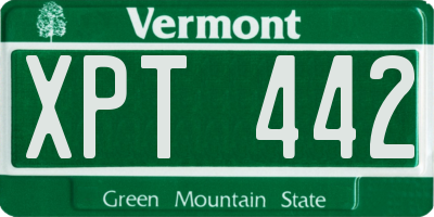 VT license plate XPT442