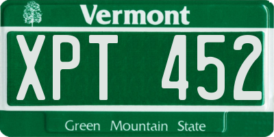 VT license plate XPT452