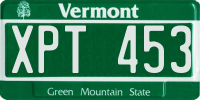 VT license plate XPT453