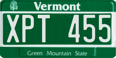 VT license plate XPT455