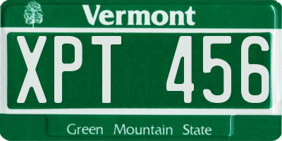 VT license plate XPT456