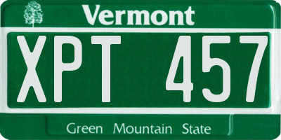 VT license plate XPT457