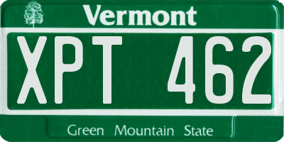 VT license plate XPT462