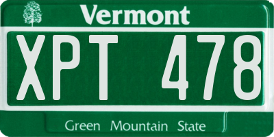 VT license plate XPT478
