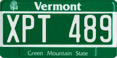 VT license plate XPT489