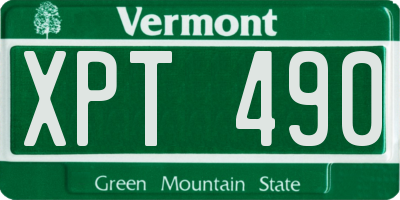 VT license plate XPT490