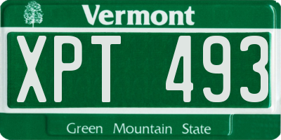 VT license plate XPT493