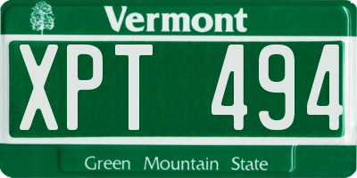 VT license plate XPT494