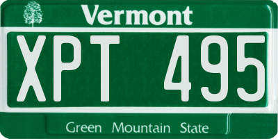 VT license plate XPT495