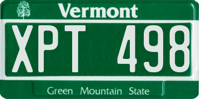 VT license plate XPT498
