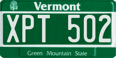 VT license plate XPT502