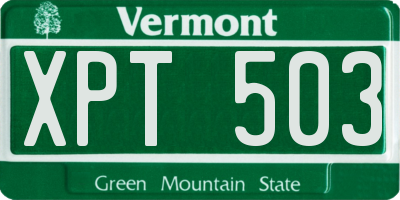 VT license plate XPT503