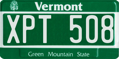 VT license plate XPT508