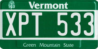 VT license plate XPT533