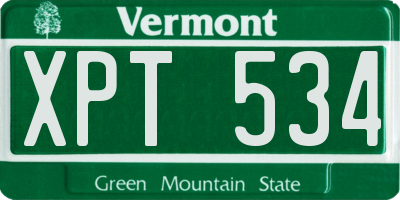VT license plate XPT534