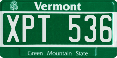 VT license plate XPT536
