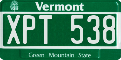 VT license plate XPT538