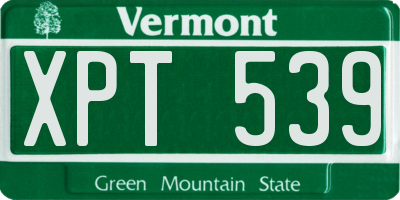 VT license plate XPT539