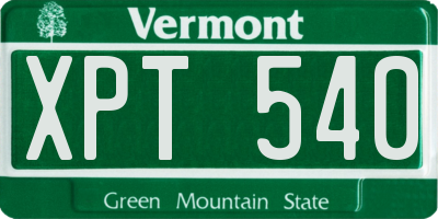 VT license plate XPT540