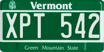VT license plate XPT542