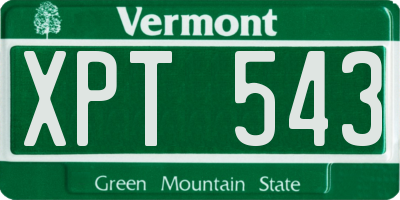 VT license plate XPT543