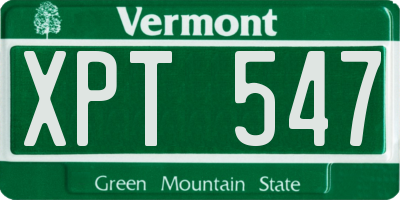 VT license plate XPT547