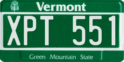 VT license plate XPT551
