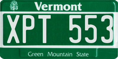 VT license plate XPT553