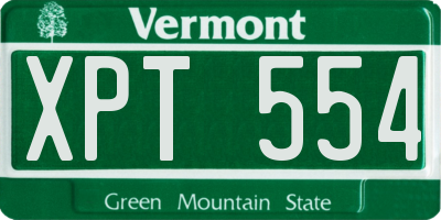 VT license plate XPT554