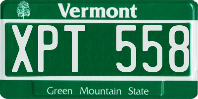VT license plate XPT558