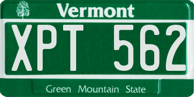 VT license plate XPT562