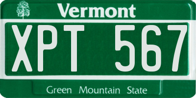 VT license plate XPT567