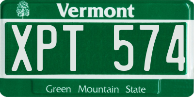 VT license plate XPT574