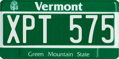 VT license plate XPT575