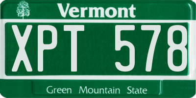 VT license plate XPT578
