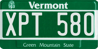 VT license plate XPT580