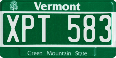 VT license plate XPT583