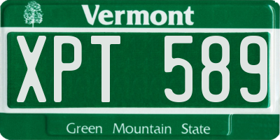 VT license plate XPT589