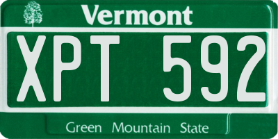 VT license plate XPT592