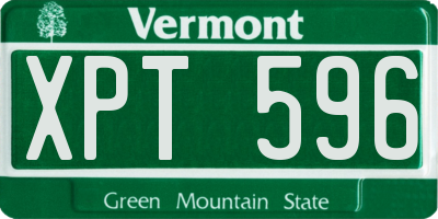 VT license plate XPT596