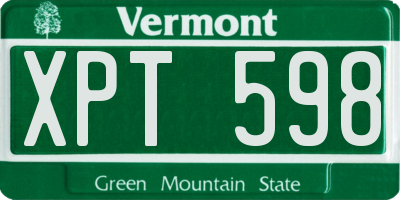VT license plate XPT598