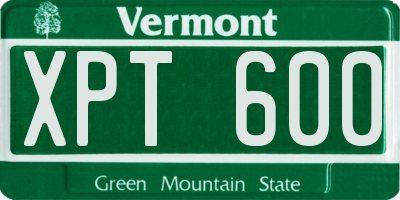 VT license plate XPT600
