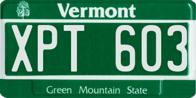 VT license plate XPT603