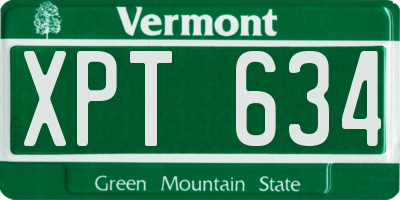 VT license plate XPT634