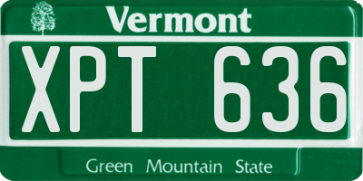 VT license plate XPT636