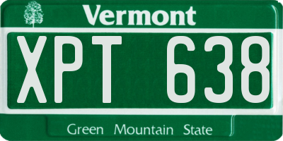 VT license plate XPT638