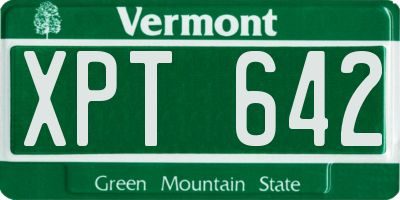 VT license plate XPT642