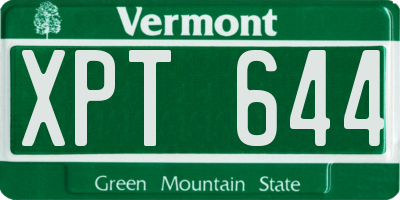VT license plate XPT644