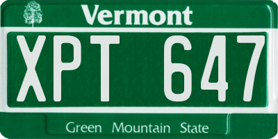 VT license plate XPT647