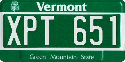 VT license plate XPT651